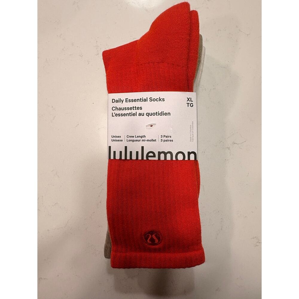 NWT Lululemon Daily Essentials Socks - Crew Length - 3 pairs - SZ XL - $38 MSRP